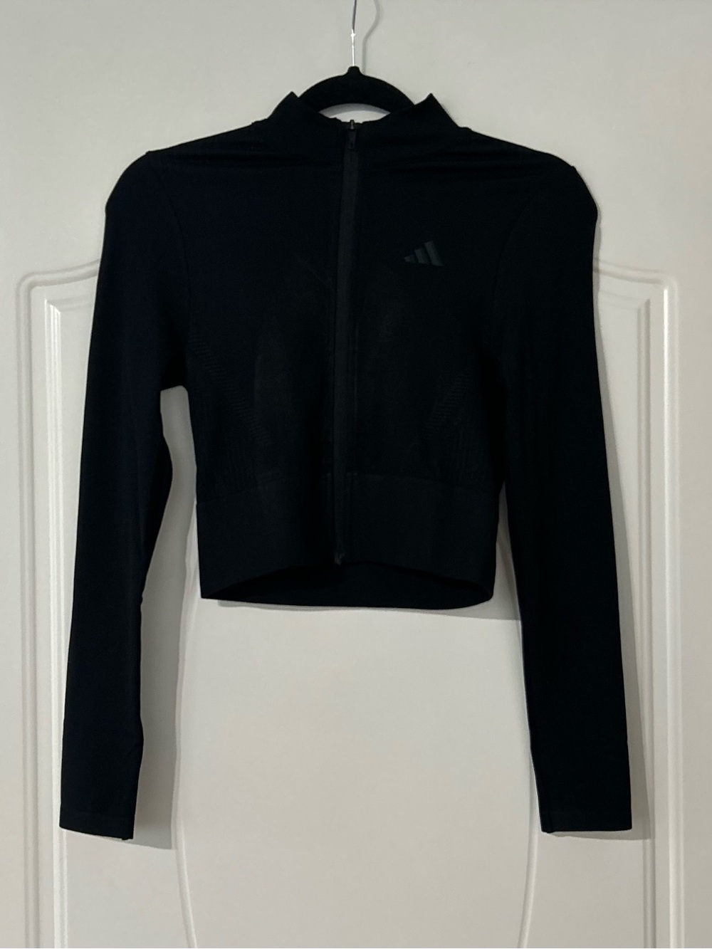 Adidas Women’s Black Cropped Full-Zip Knit Jacket XS NWT